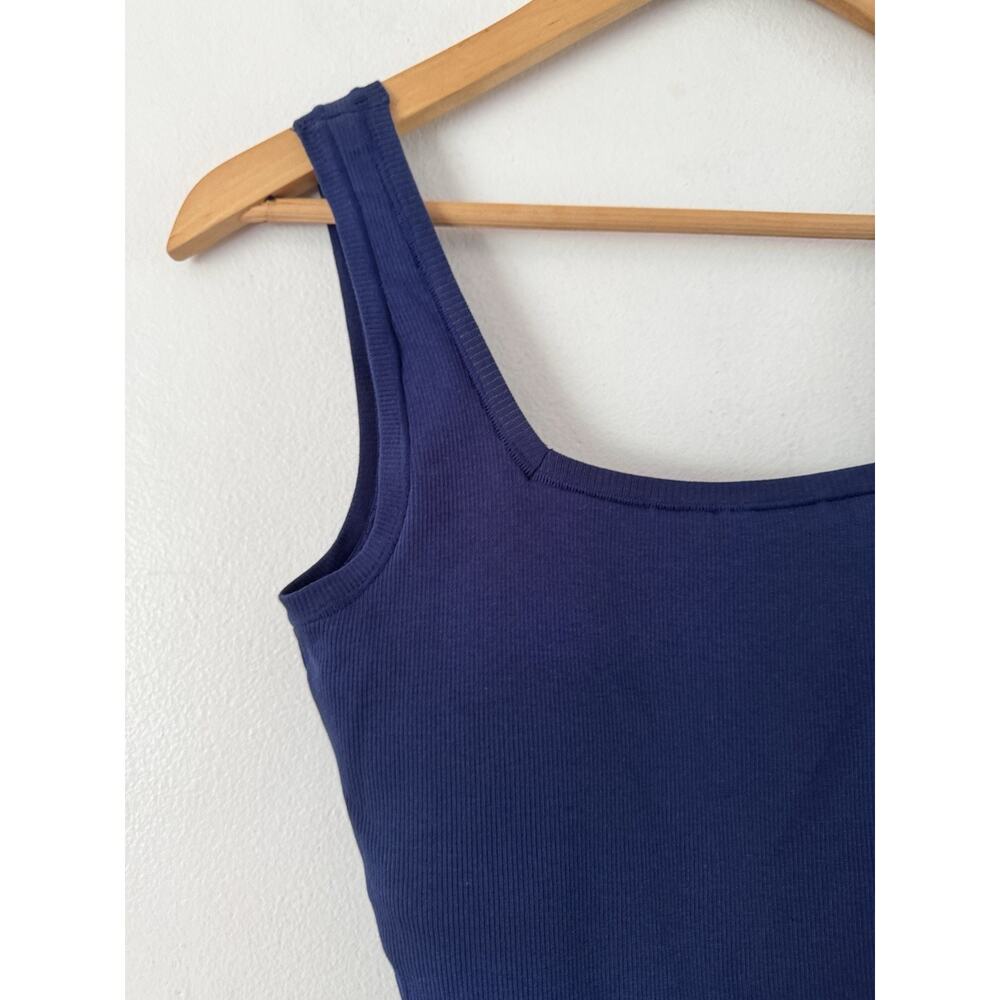 NWT Gap Body Navy Blue Ribbed Thong One Piece Bodysuit Women’s Size Medium - Picture 3 of 7